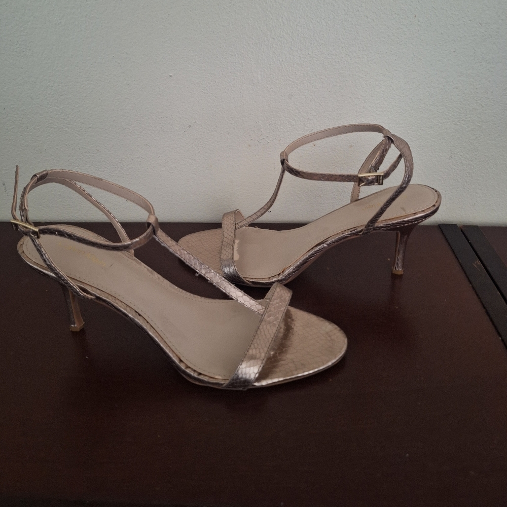 Gold Snakeskin Strappy Sandals